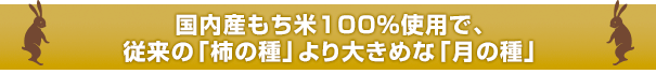 国内産もち米100%使用で、従来の「柿の種」より大きめな「月の種」